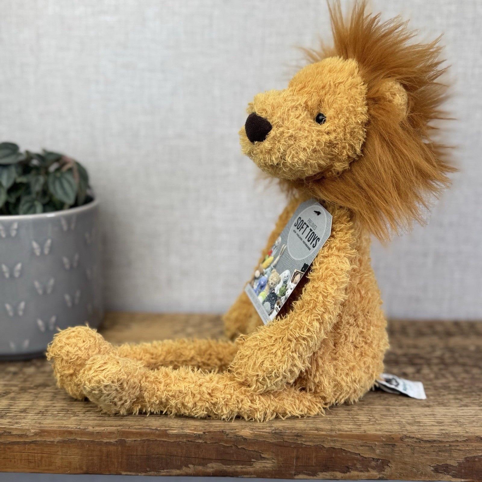 Jellycat Wild Thing Lion - Light Yellow Curly Long Legs Wild Cat Beanie Plush