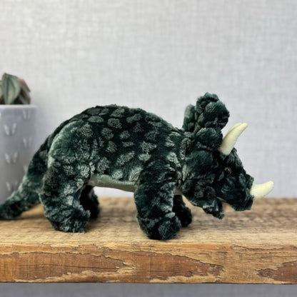 Russ Berrie Triceratops Green Textured Standing Dinosaur Soft Toy Beanie 9”