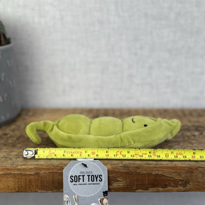 Jellycat Vivacious Pea Pod - Beanie Vegetable Soft Toy - Play Food Soft Toy 8"
