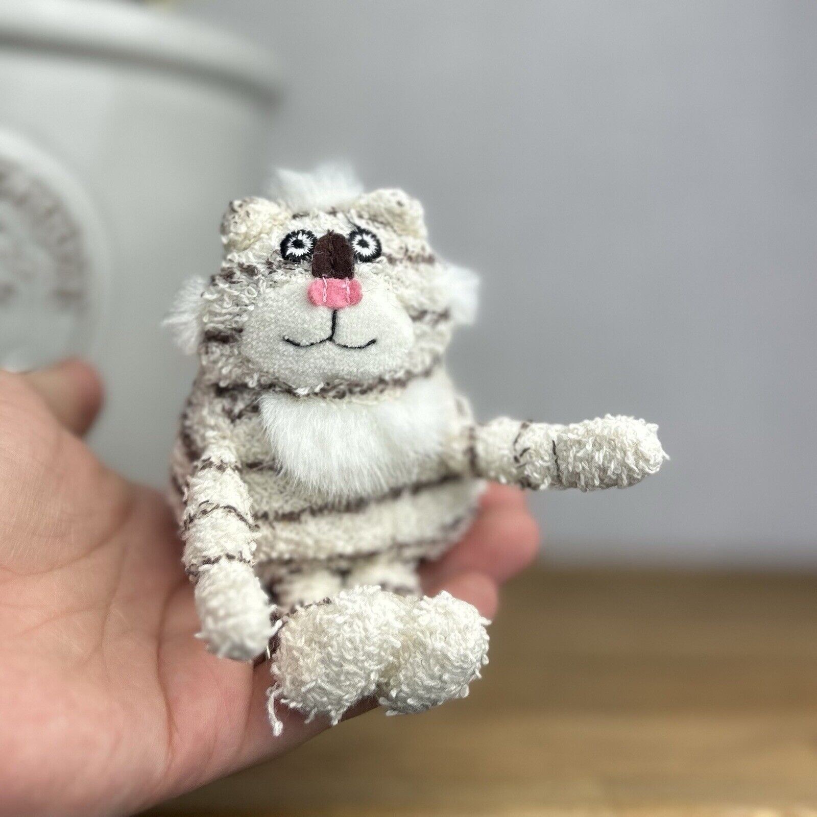 Jellycat Baby Scat Cat Soft Plush Toy Cream Brown Striped 6"