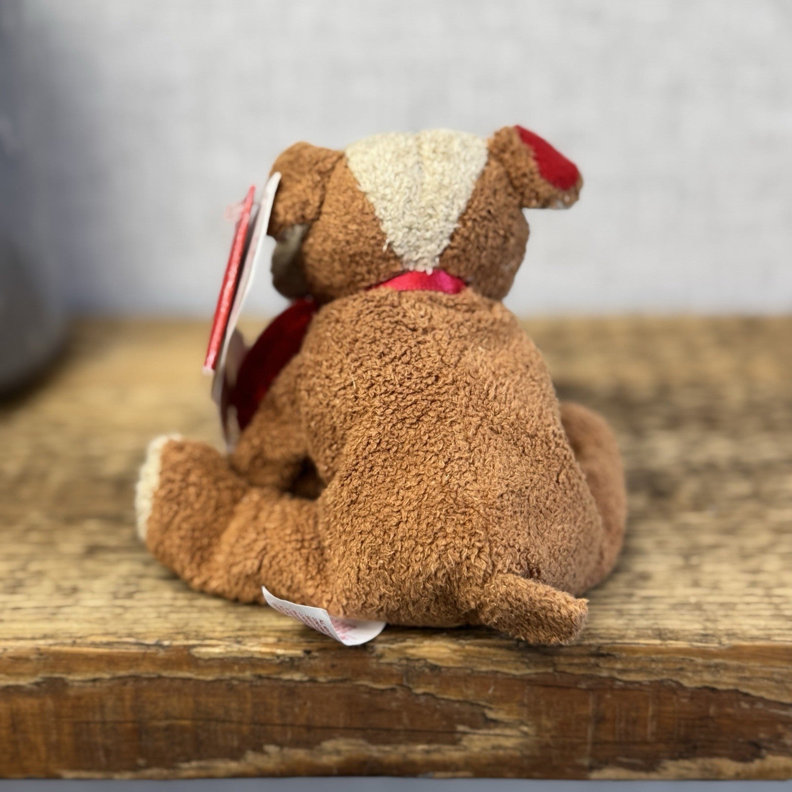 Russ Berrie Luv Pets Dog - Lance Bulldog Soft Toy With Hanging Hearts With Tags
