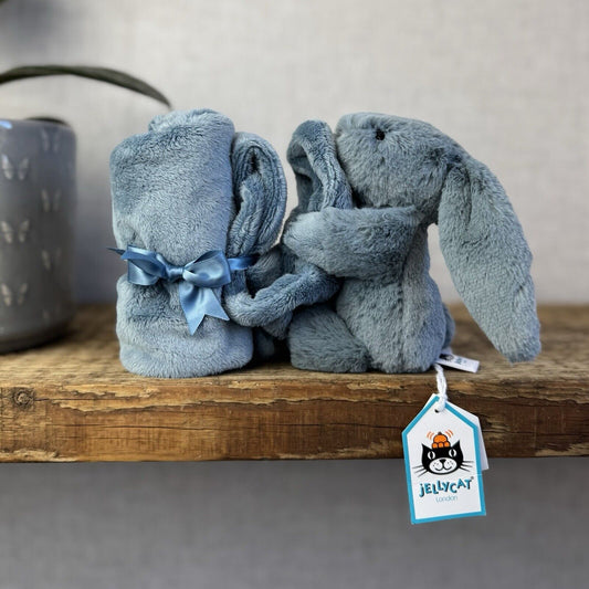 Jellycat Dusky Blue Bunny Soother - Baby Comfort Blanket Baby Dusky Blue NWOT