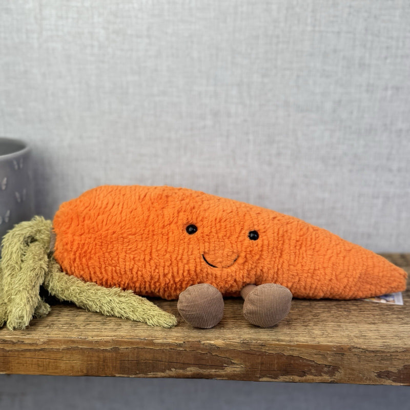 Jellycat Large Amuseable Carrot - Orange Fluffy Carrot Beanie Plush Retired 15"