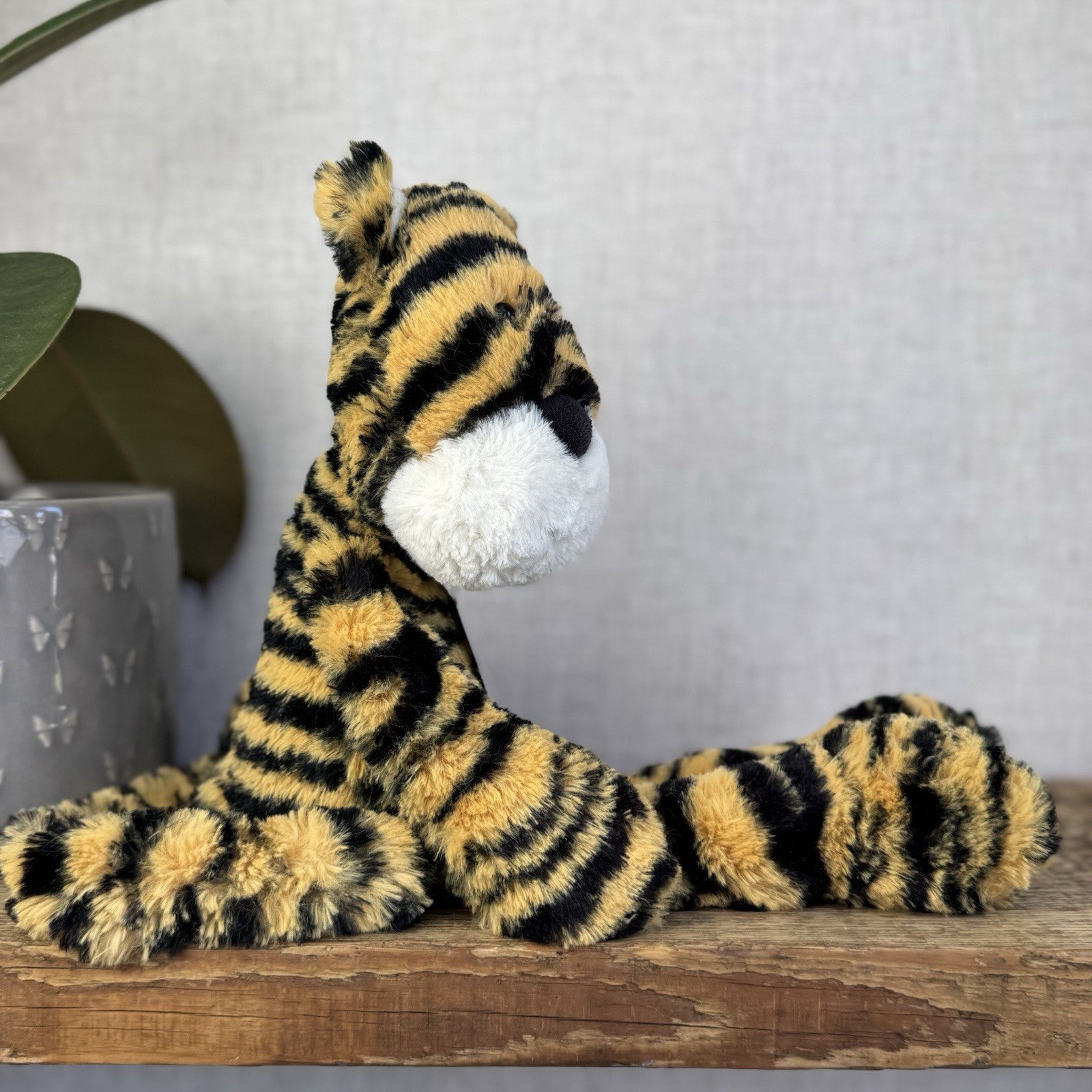 Jellycat Merryday Tiger - Wild Cat Beanie Tiger Plush Long Tail Rare Retired 15”