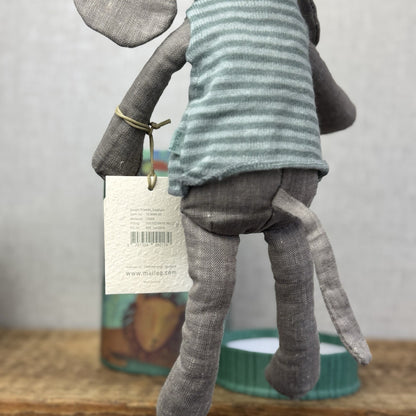 Maileg Jungle Friends Elephant Friend In Box - Retired Linene Elephant In Tube