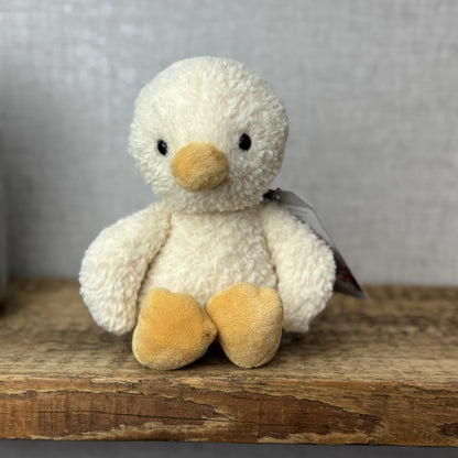 Jellycat Tumbletuft Duck - Small Pale Yellow Textured Duck Beanie Plush NWOT 8"