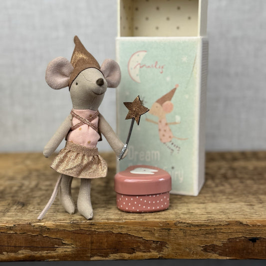 Maileg Pink Tooth Fairy Mouse In Matchbox - Pink Mouse Tooth Fairy Toy Matchbox