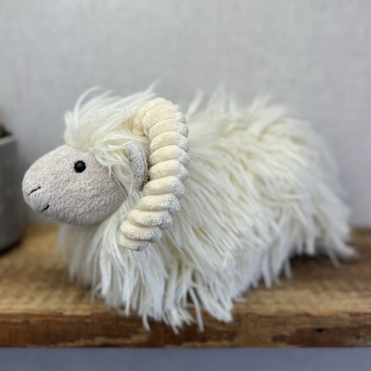 Jellycat Charming Ram - Large Fluffy Long Haired Sheep/Ram Farm Animal Tags 12"