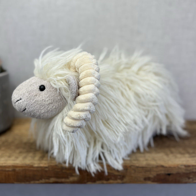 Jellycat Charming Ram - Large Fluffy Long Haired Sheep/Ram Farm Animal Tags 12"