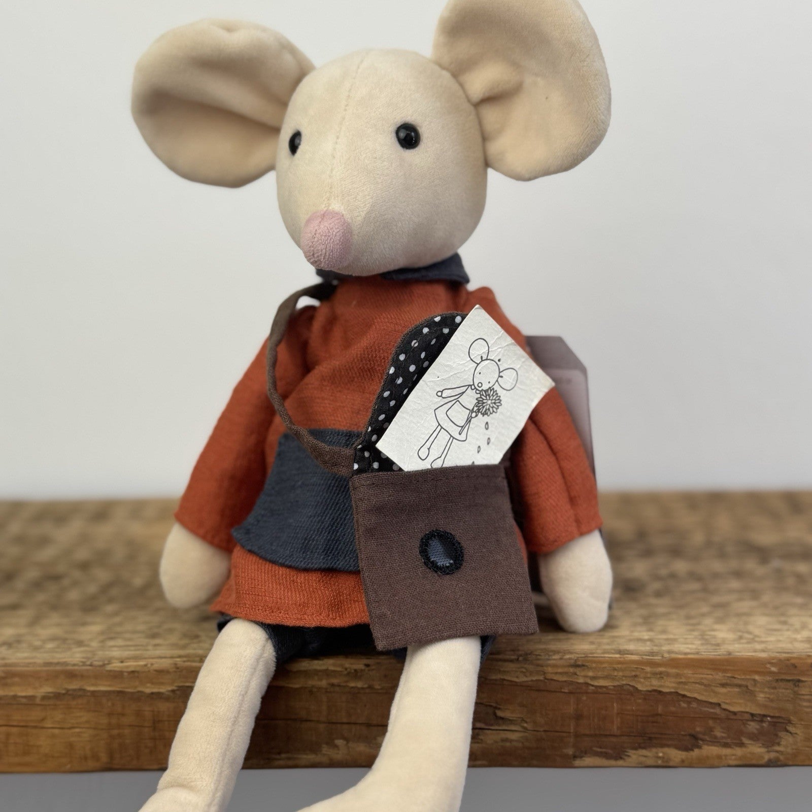 Jellycat Pedlar Mouse - Jellycat Mouse With Clothes & Bag Retired Rare 12"