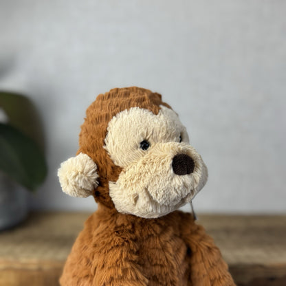 Jellycat Fuddlewuddle Monkey - Rust Brown Monkey Textured Beanie Soft Toy 9"