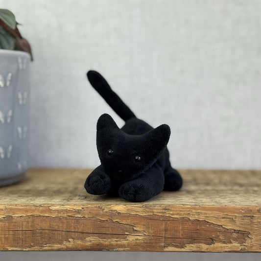 Jellycat Pouncing Katerina Kat - Small Black Cat Vintage Tags Mini Beanie 5" 