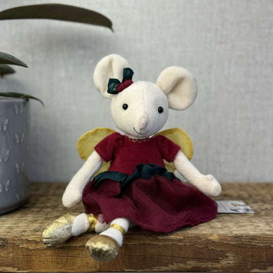 Jellycat Sugar Plum Fairy Mouse Medium - Christmas Fairy Mouse Beanie Plush 12"