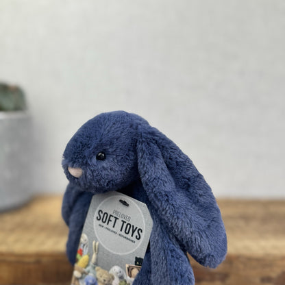 Jellycat Small Navy Bashful Bunny Rabbit - Small Navy Blue Bunny Rabbit Retired 