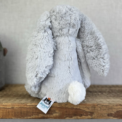 Jellycat Medium Bashful Grey Bunny - Grey With White Tail - Silver Rabbit 12"