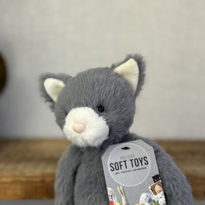Jellycat Sweetie Kitten - Small Fluffy Light Grey Beanie Kitten White Face (#2)