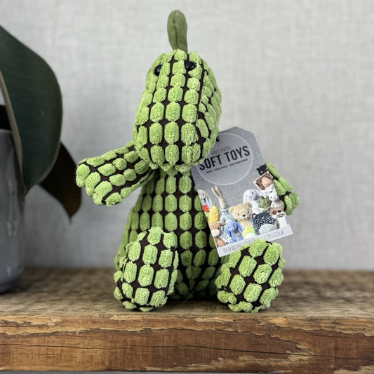 Jellycat Small Cordy Roy Dino - Small Green Corduroy Doppy Dino Beanie Plush 8"