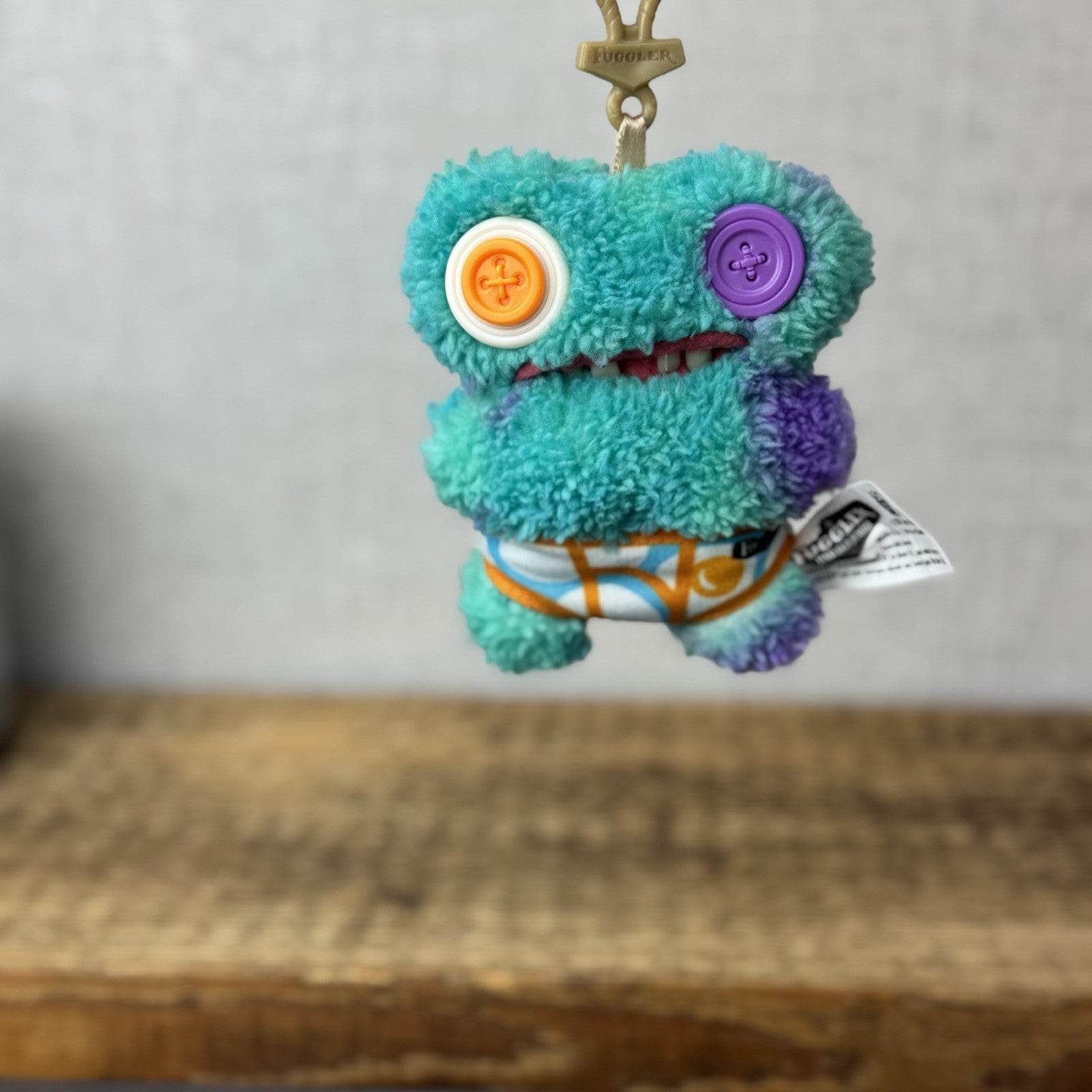 Fuggler Keychain - Funny Ugly Monster Keyring Gaptooth Mcgoo Blue Mini 5"