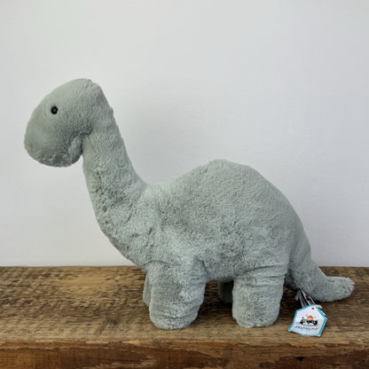 Jellycat Medium Fossily Brontosaurus Soft Toy - Green Dinosaur