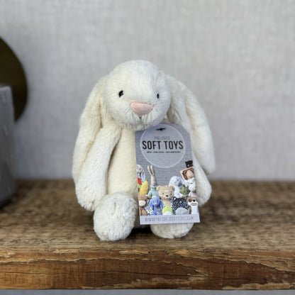Jellycat Small Bashful Cream Bunny - Off White Rabbit Beanie Plush Toy 8”