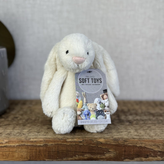 Jellycat Small Bashful Cream Bunny - Off White Rabbit Beanie Plush Toy 8”