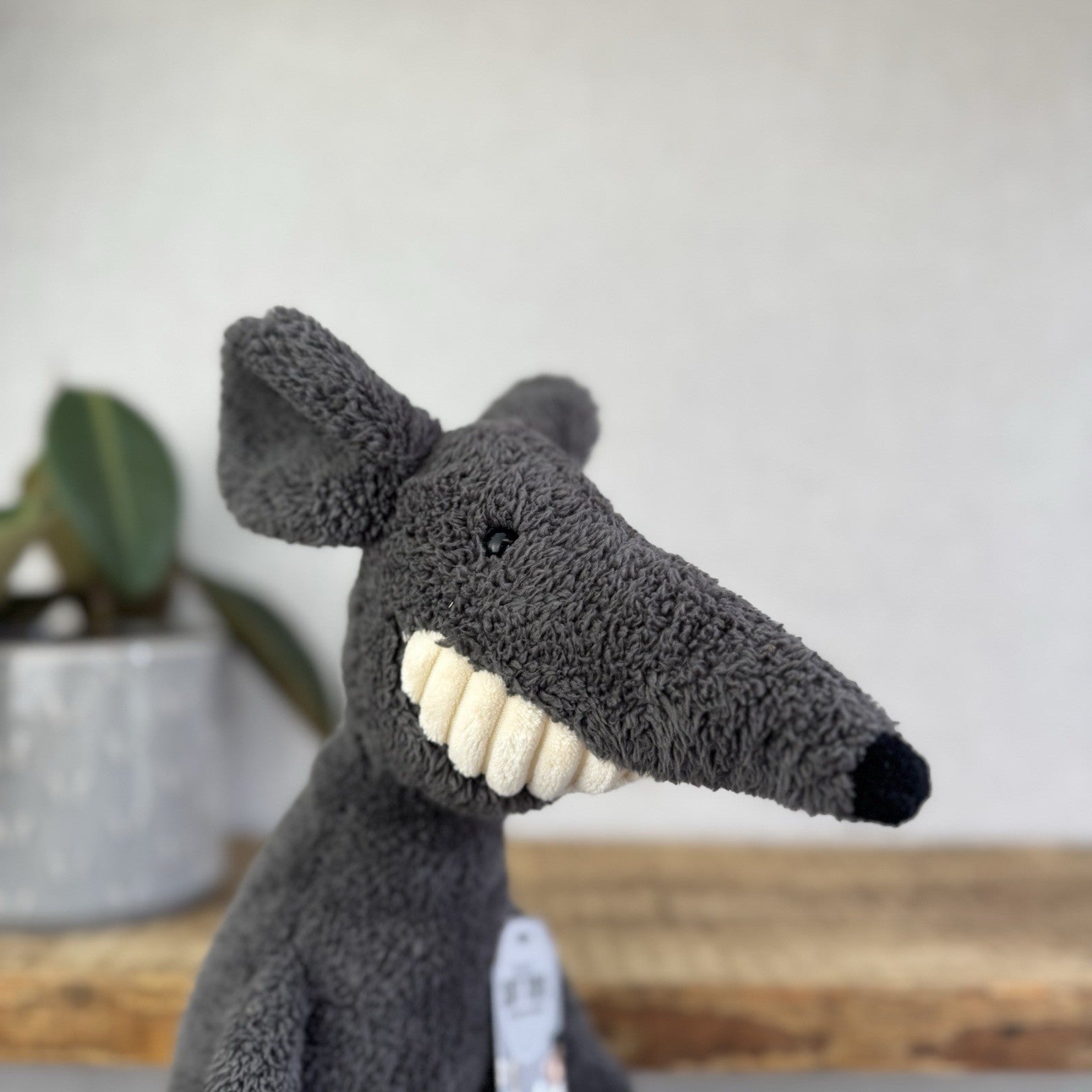 Jellycat Medium Toothy Rat - Large Black/Grey Rodent Smiling Rare Retired 16”