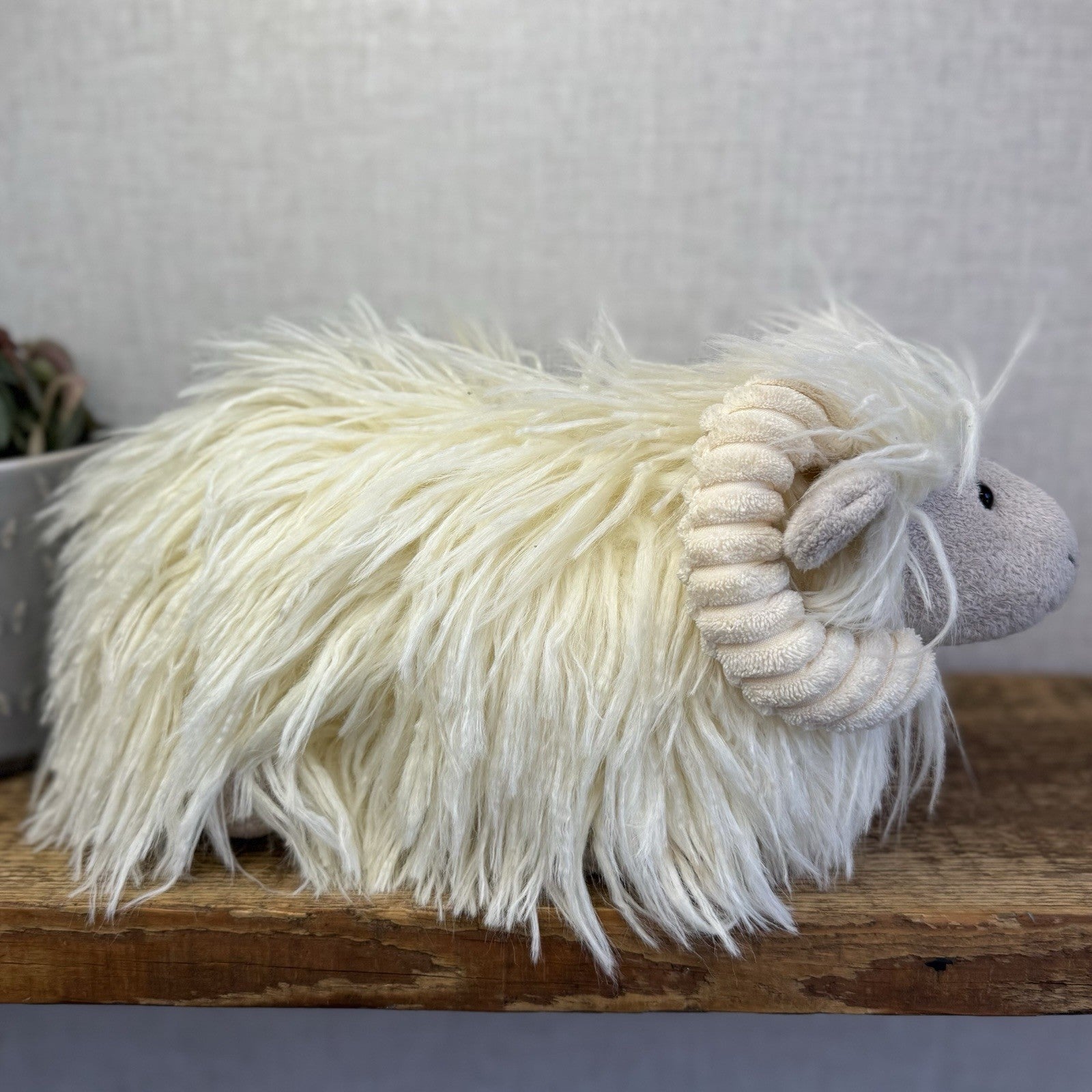 Jellycat Charming Ram - Large Fluffy Long Haired Sheep/Ram Farm Animal Tags 12"