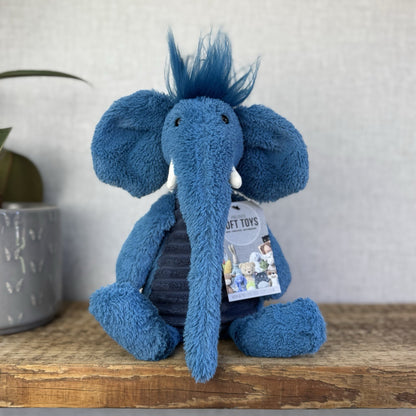 Jellycat Alfred Elephant Blue Cordy Elephant SnaggleBaggle Medium Beanie NWOT