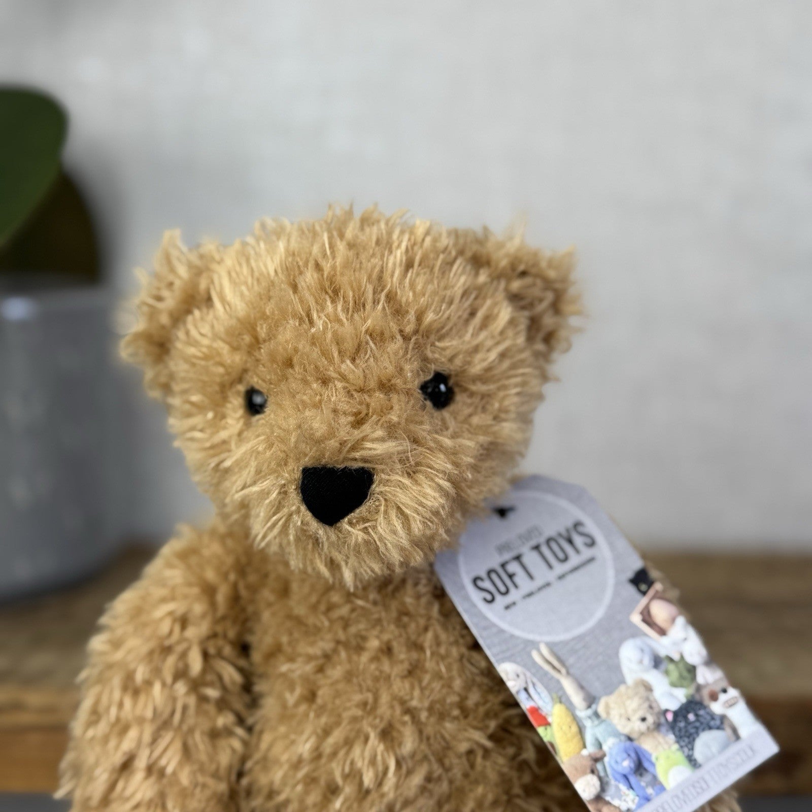 Jellycat Small Theodore Bear - Curly Brown Bear Beanie Plush Cute Retired 10"