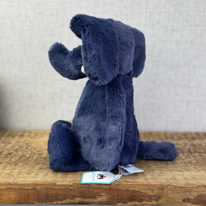Jellycat Medium Bashful Navy Blue Elephant - Medium Blue With Tusks 12” BNWT