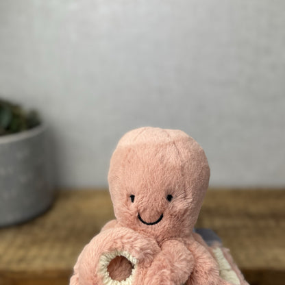 Jellycat Baby Odell Octopus - Small Pink Soft Toy Mini Octopus Beanie Plush 5"