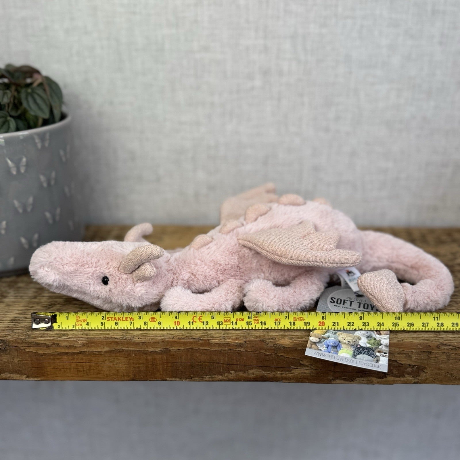 Jellycat Little Rose Dragon - Pink Dragon Soft Toy Dragon Small Retired 12" (#2)
