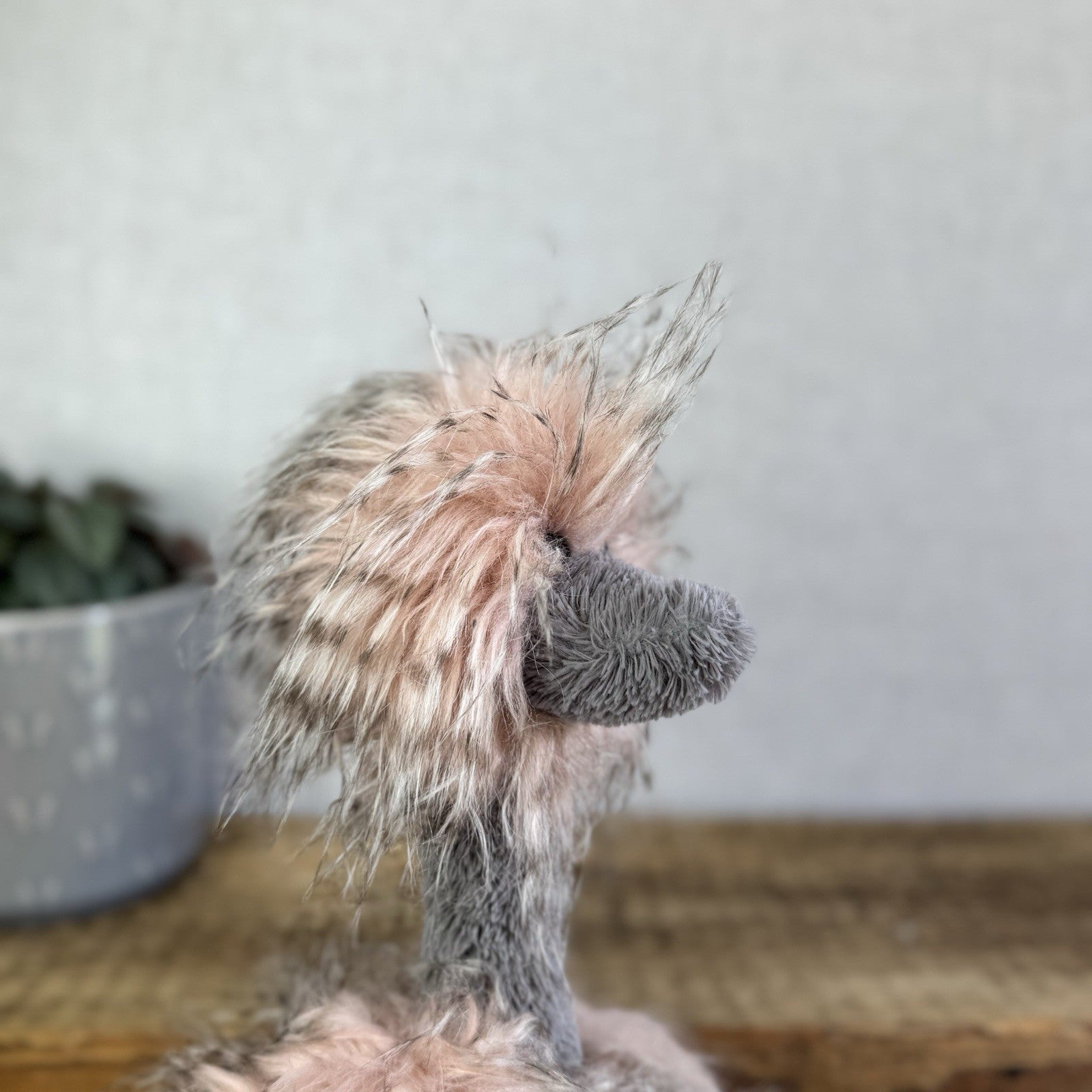 Jellycat Medium Odette Ostrich - Fluffy Pink/Grey Mix Beanie Bird Toy 18"