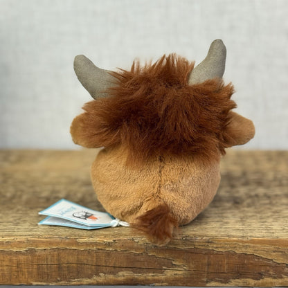 Jellycat Amuseabean Highland Cow  - Small Brown Beanie Cow Soft Toy Retired 5”