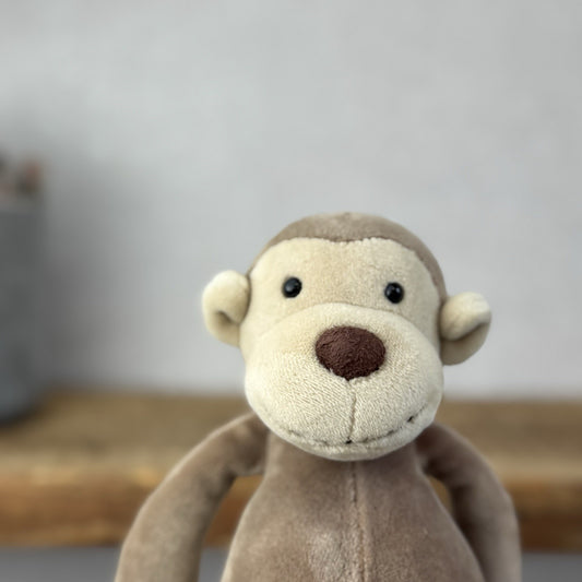 Jellycat My First Monkey - Brown Velour Monkey Plush Soft Toy Retired 8"