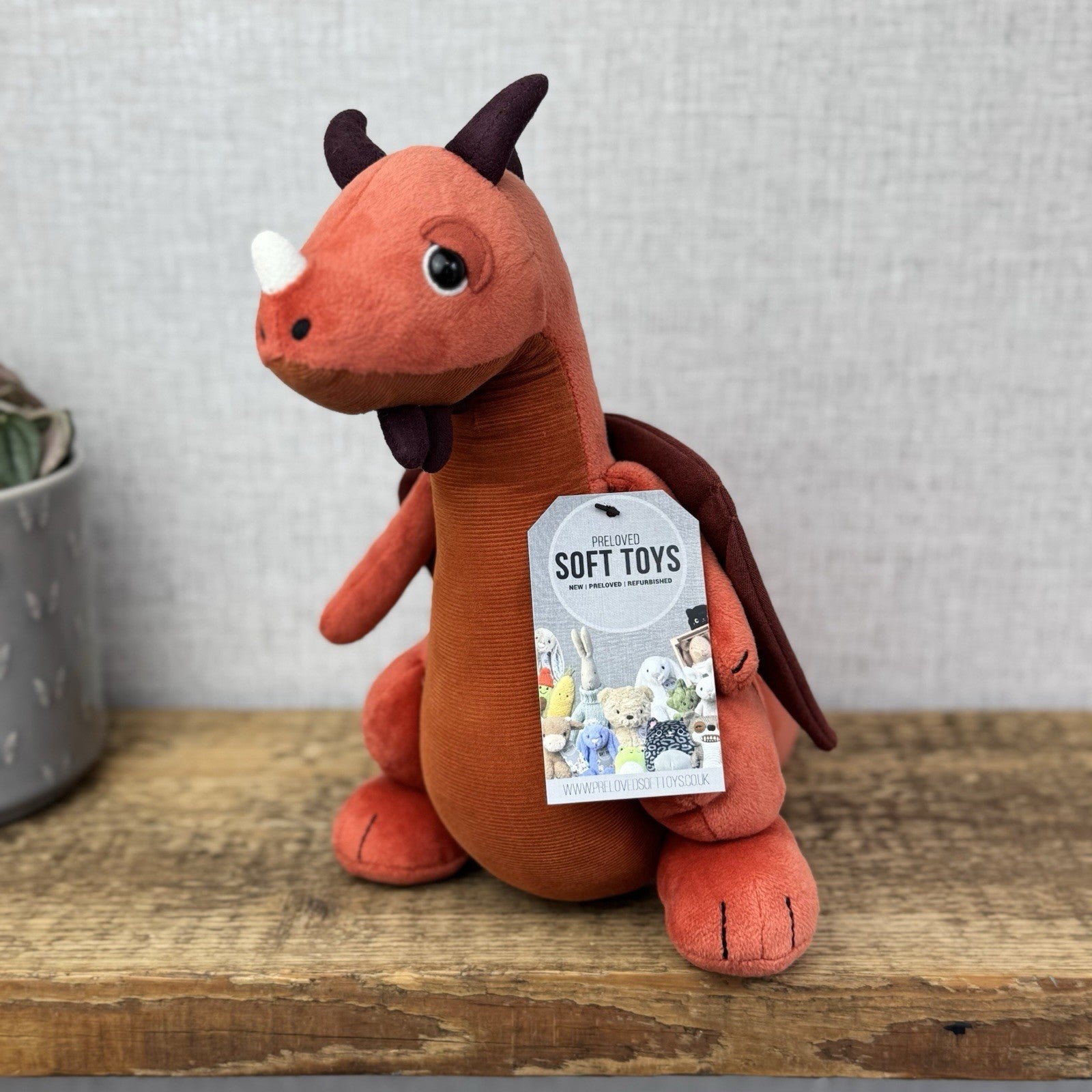 Jellycat Paprika Dragon - Red Retired Jellycat Dragon Soft Toy Plush Beanie 12"