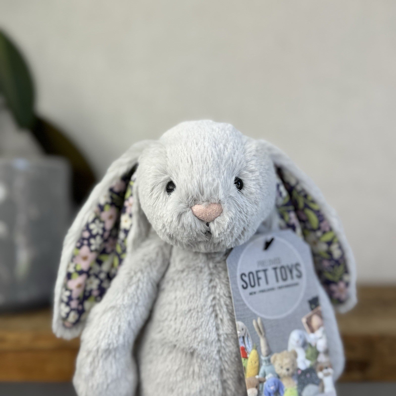 Jellycat Small Silver Blossom Bloom - Silver Bunny Floral Ears & Feet Small 8”