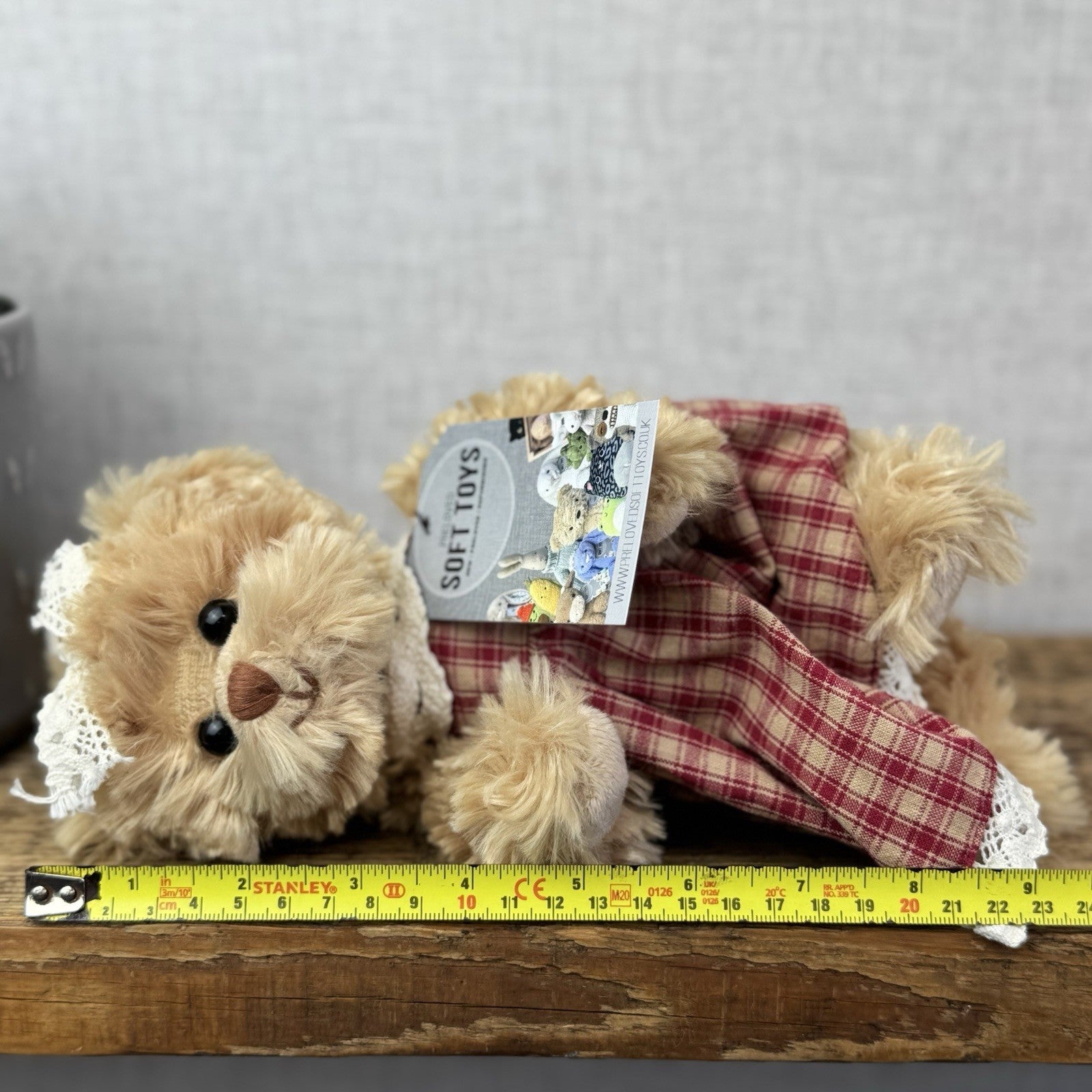 Bukowski Bears - Red/white Plaid Dress - Small Beanie Barbara Bukowski Tan Bear 