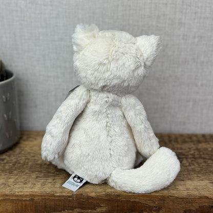 Jellycat Medium Bashful Cream Cat Kitten - Cream Cat With Whiskers Retired 12”