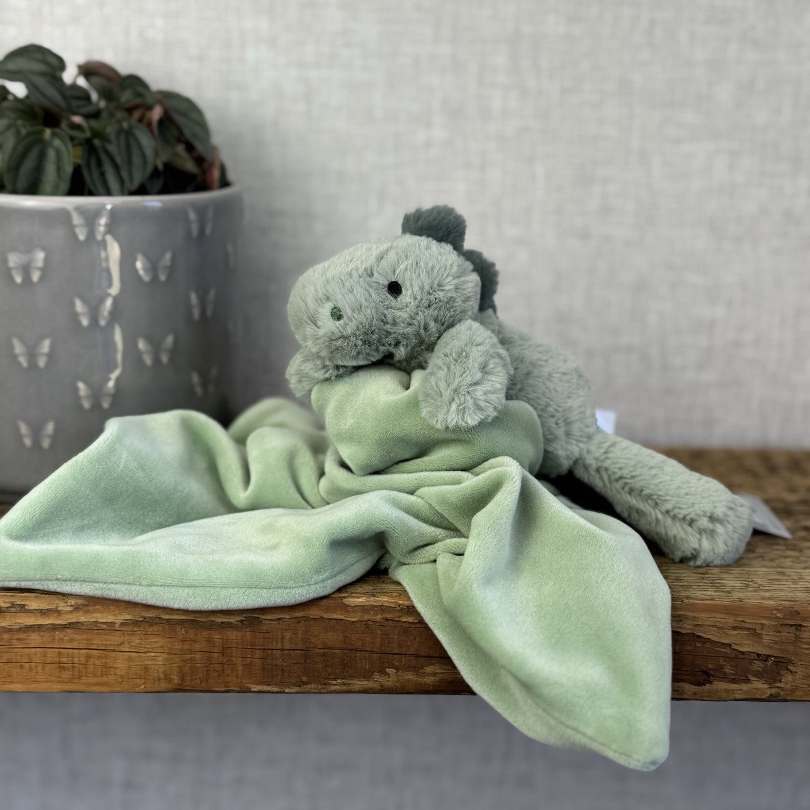 Jellycat Green Shooshu Dinosaur - Dino Comforter Soother - Super Soft Blanket