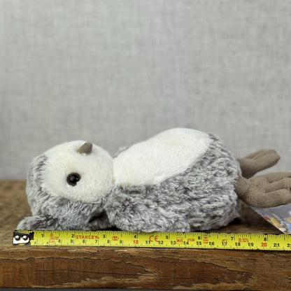Jellycat Barney Owl Chick - Beige/grey Mix Texture Fur Beanie Rare Retired 8"
