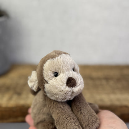 Jellycat Tiny Smudge Monkey - Mini Laying Monkey Beanie Plush New With Tags 6"