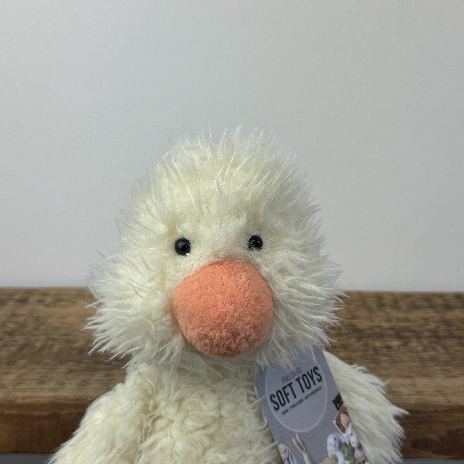 Jellycat Angora Duck - Rare Indigo Exclusive Fluffy Cream Duck Medium 12"