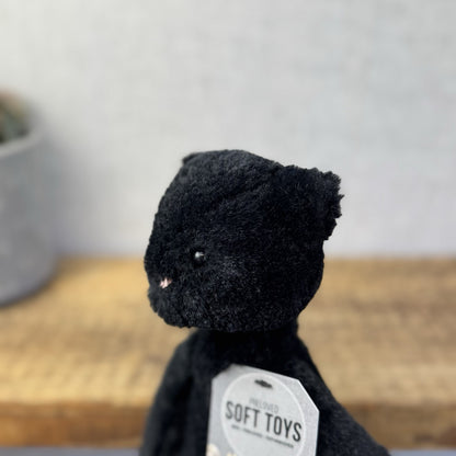 Jellycat Pitterpat Black Cat - Long Leg Kitten All Black - White Tail Tip 15"