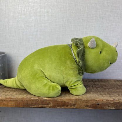 Jellycat Medium Mellow Mallow Dinosaur - Green Triceratops Squishy Plush Beanie