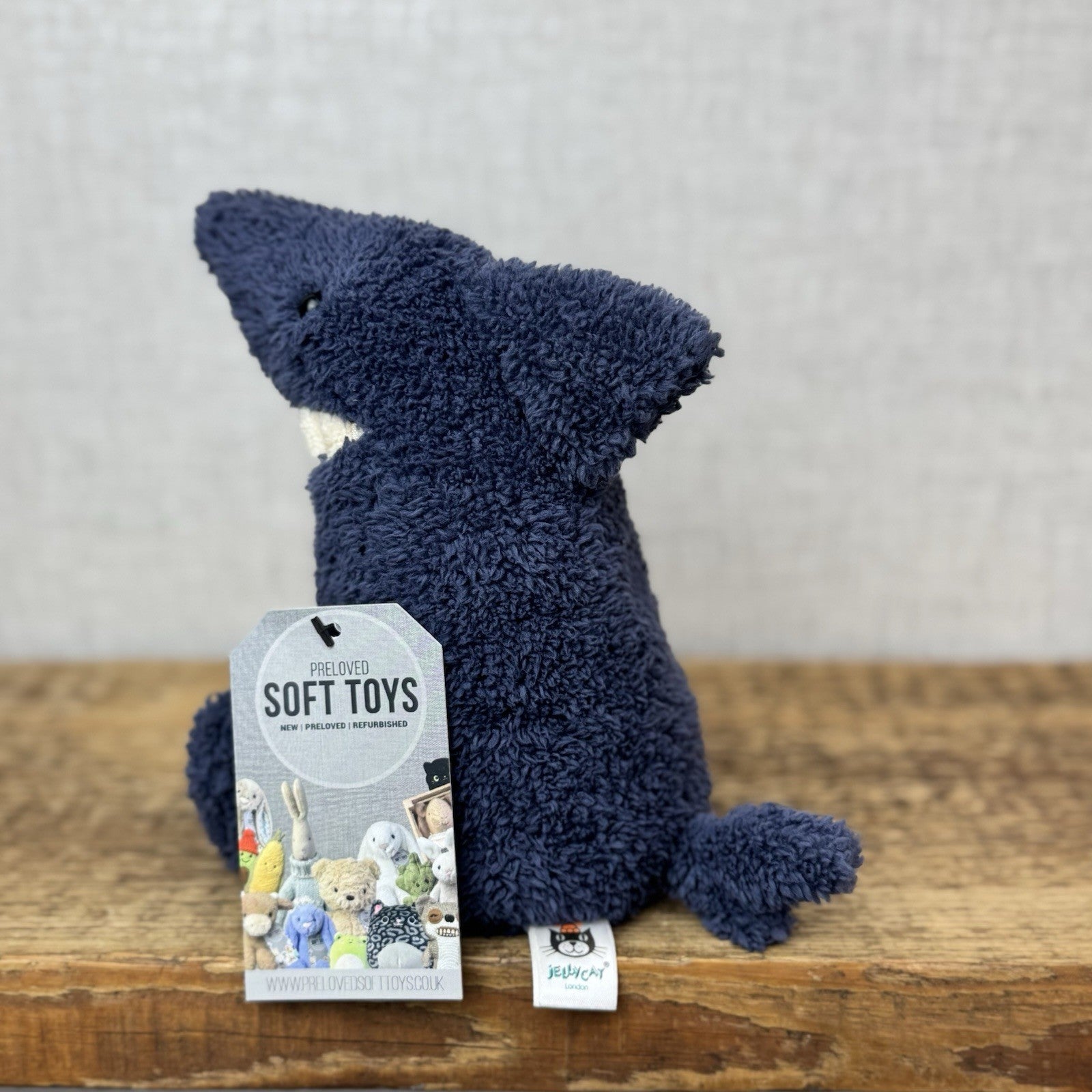 Jellycat Small Toothy Shark - Small Smiley Rare Retired Beanie Blue Shark 9"