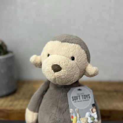 Jellycat Hushbie Monkey - Light Brown Retired Monkey Soft Toy Beanie 12"