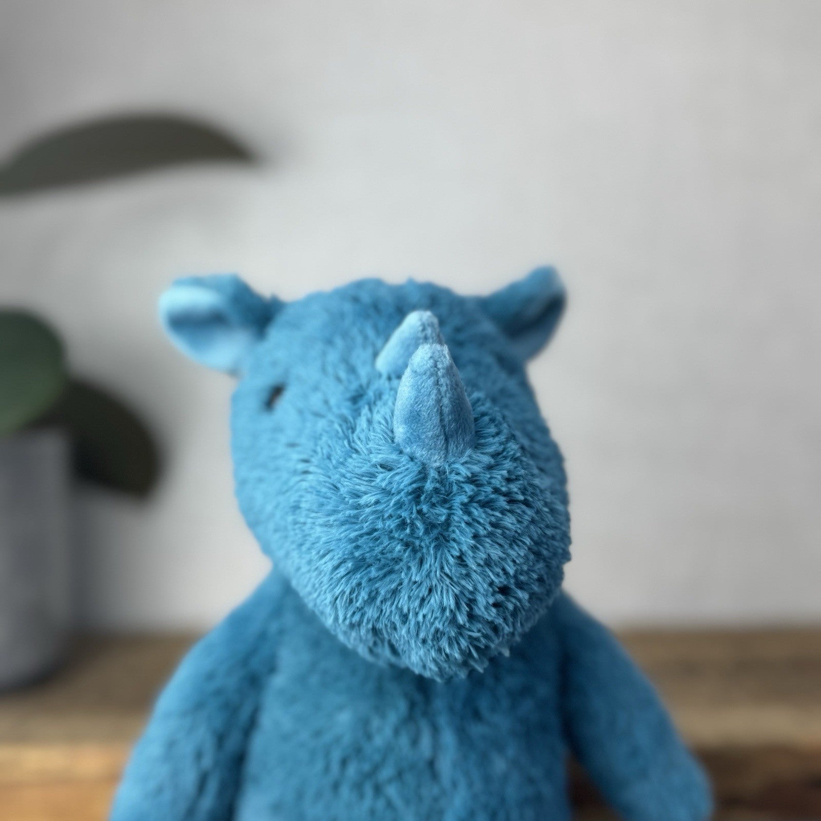 Jellycat Cushy Rhino Blue - Blue Textured Rhino Plush Beanie New With Tags 12"