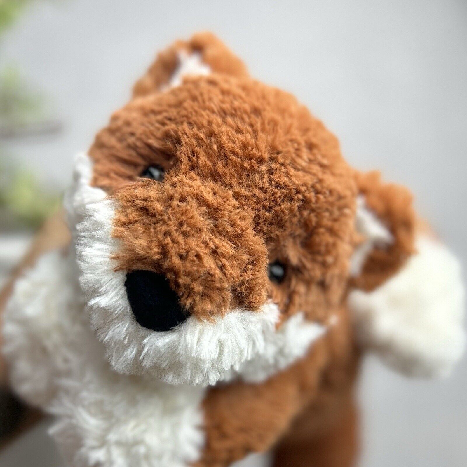 Jellycat Tumblie Fox - Laying Curly Fur Fox Plush Beanie - Lying Fox Medium 12"
