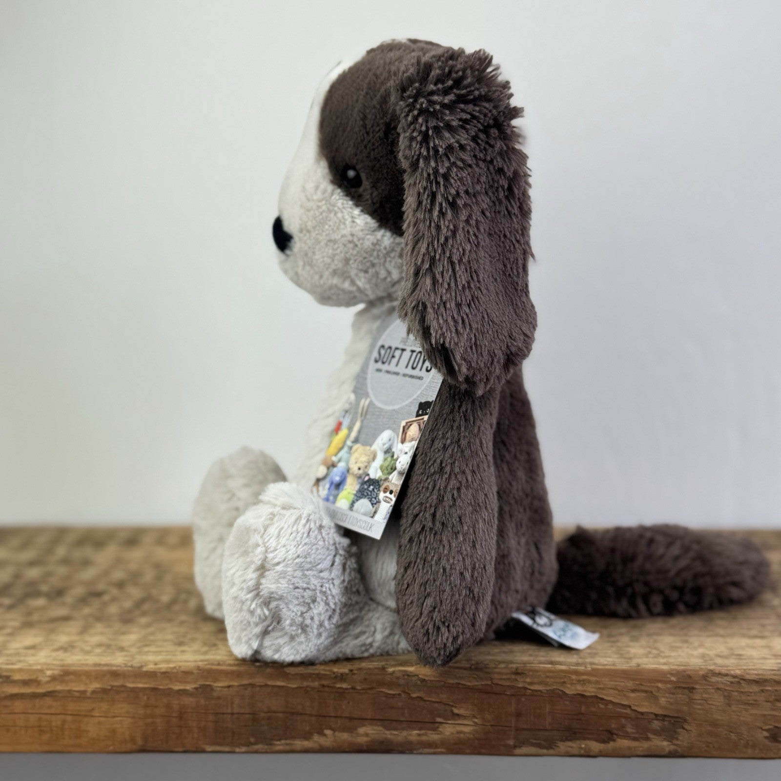 Jellycat Medium Fudge Puppy - Brown/Cream Soft Toy Dog Spaniel Beanie Pup 12" 